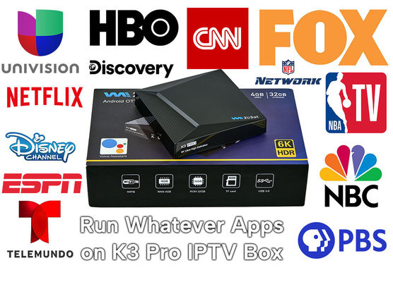 Box IPTV personalizado para Android We2u K3 Pro Lifetime IPTV Box Preto
