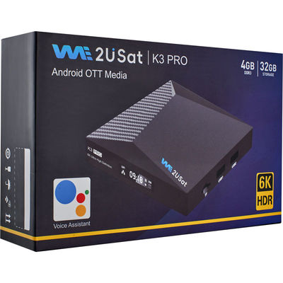 Box IPTV personalizado para Android We2u K3 Pro Lifetime IPTV Box Preto